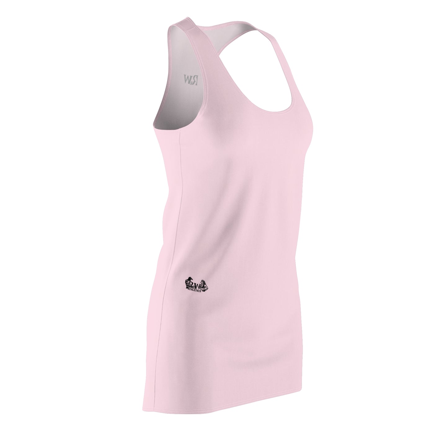 R&W Women's Racerback Dress (Performance Pink) — Minimalist Small Front & Back Logo Summer Dress