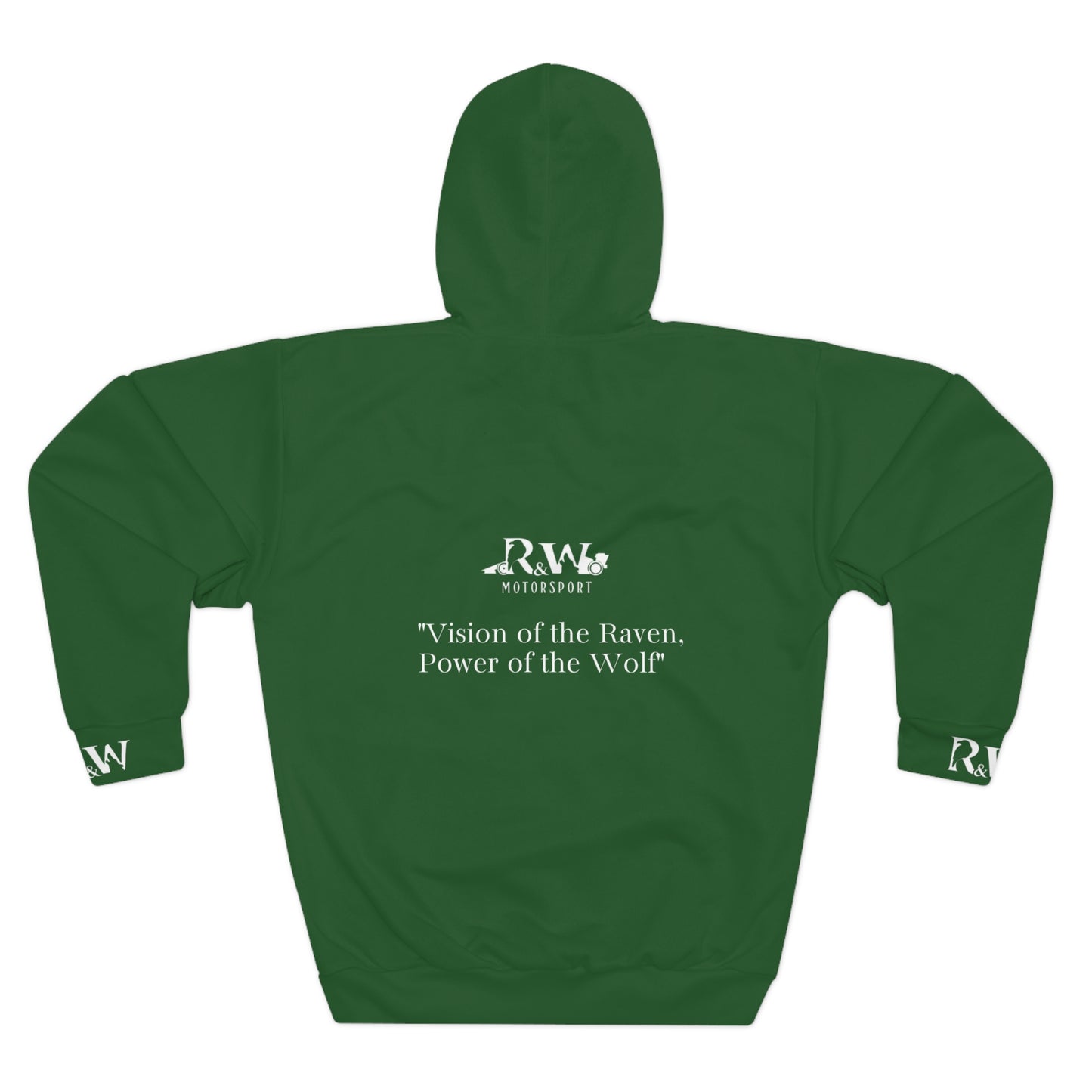 R&W Motorsport Hoodie — R&W 'Vision of the Raven, Power of the Wolf' Racing Pullover (Verde Valiosa)