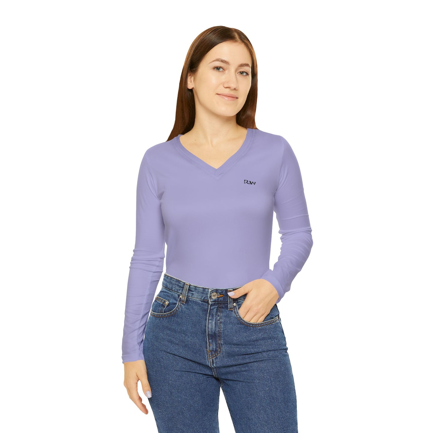 R&W Women's Minimalist V-Neck Long Sleeve Shirt - Amore II