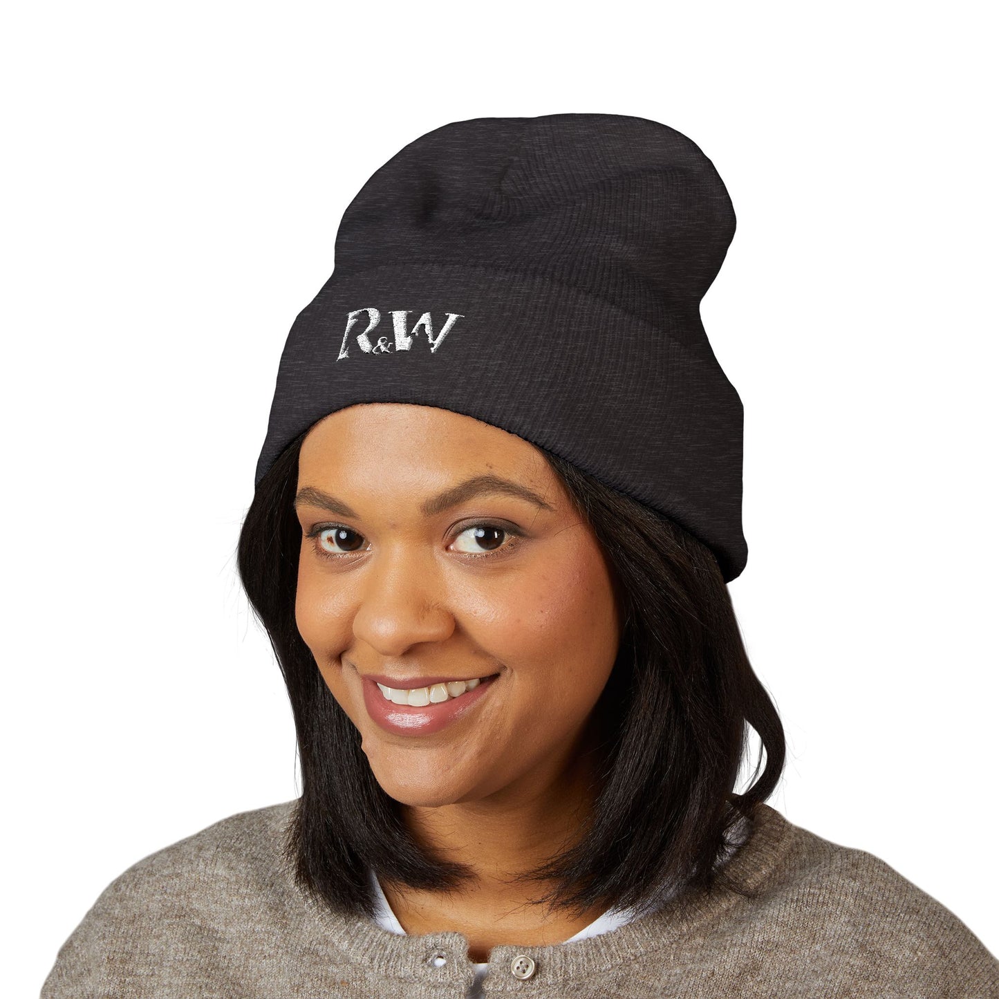 R&W Athletics Embroidered Logo Cuffed Beanie — Classic Knit Winter Hat