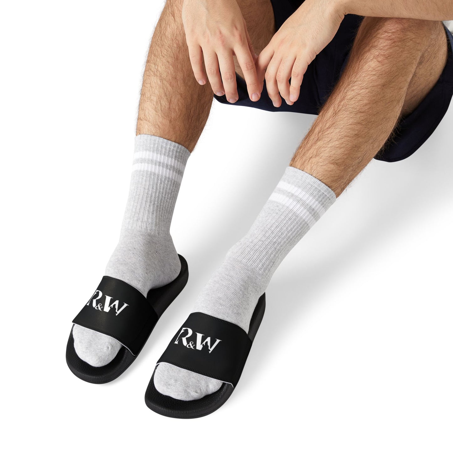 R&W Men's Slide Sandals — Tarmac Black Casual Pool & Beach Slides