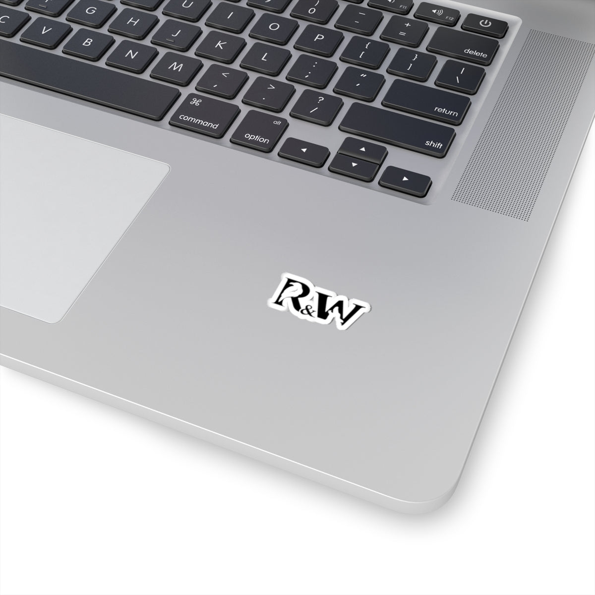 R&W Monogram Kiss-Cut Sticker — Gothic Raven Logo Decal for Laptops & Journals
