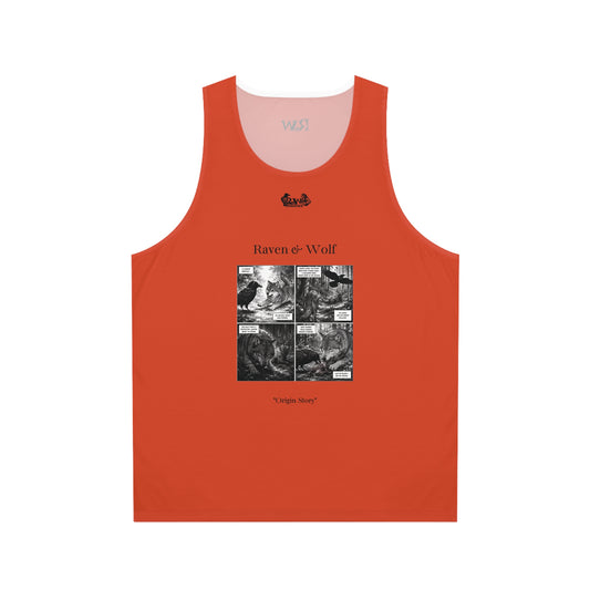 R&W Athletics "Origin Story" Comic-Style Fitness Tank Top — Rojo Rugiente