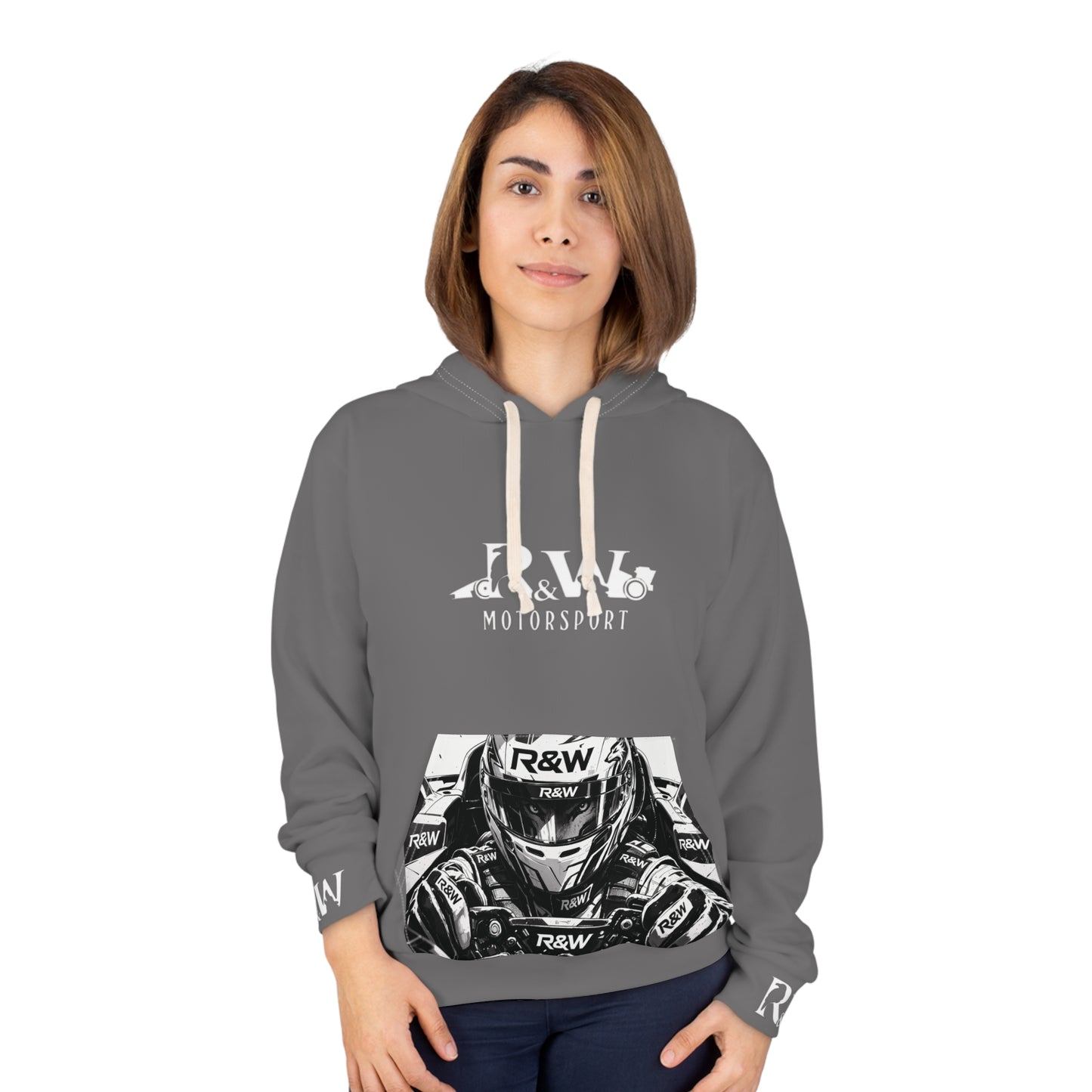 R&W Motorsport Hoodie — R&W 'Vision of the Raven, Power of the Wolf' Racing Pullover (Dark Grey)