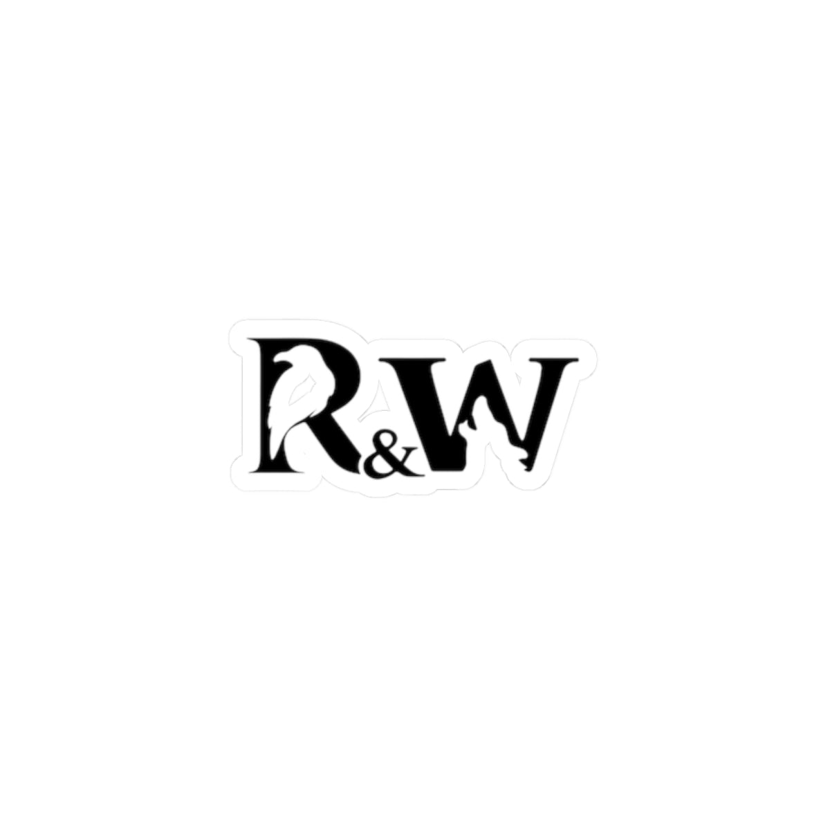 R&W Monogram Kiss-Cut Sticker — Gothic Raven Logo Decal for Laptops & Journals