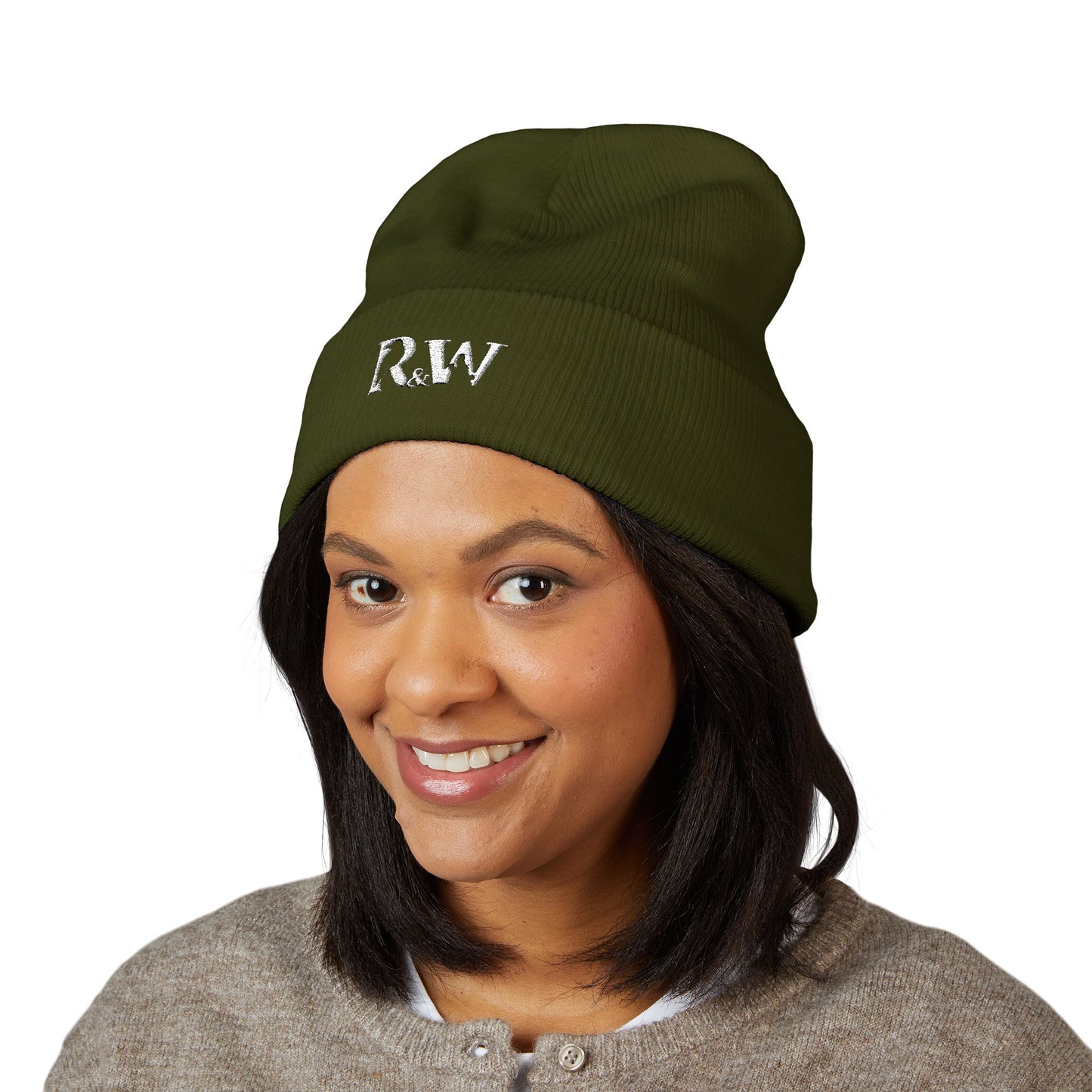 R&W Athletics Embroidered Logo Cuffed Beanie — Classic Knit Winter Hat