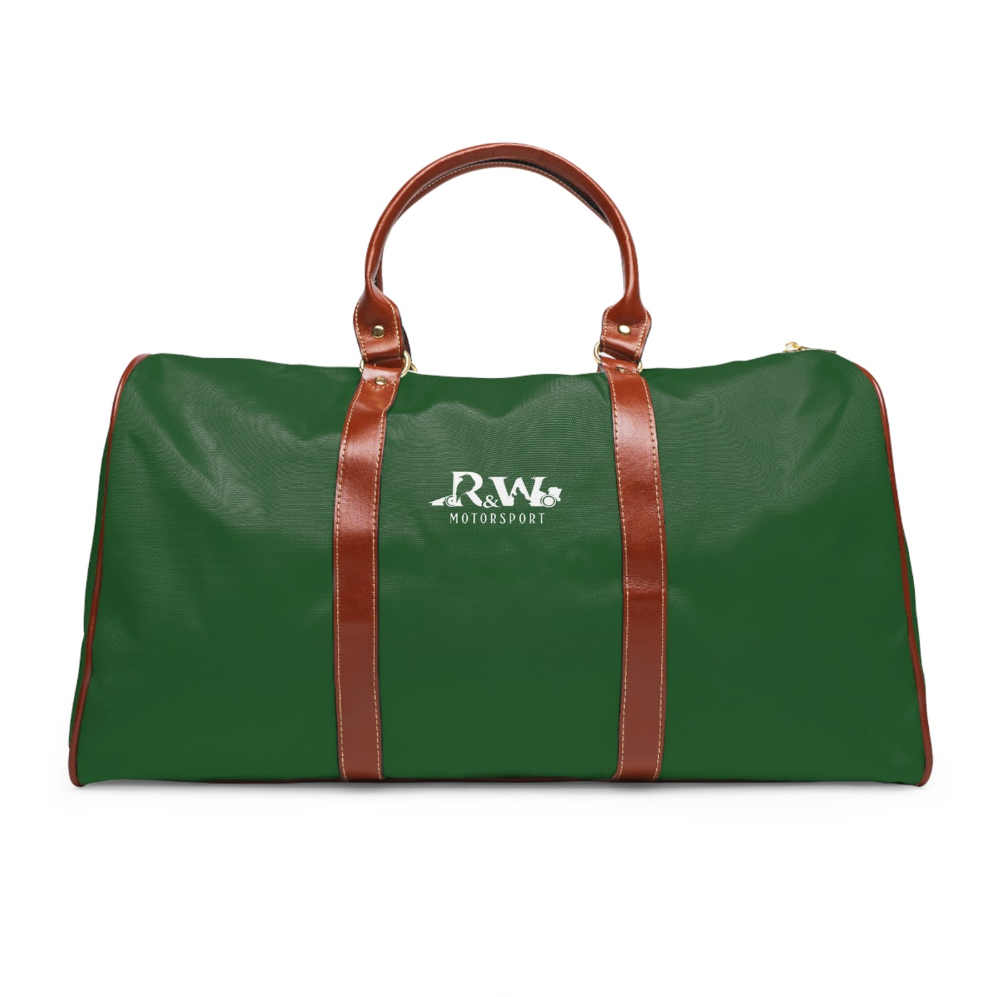 R&W Motorsport Waterproof Travel Duffle Bag – Verde Valiosa with Brown Trim
