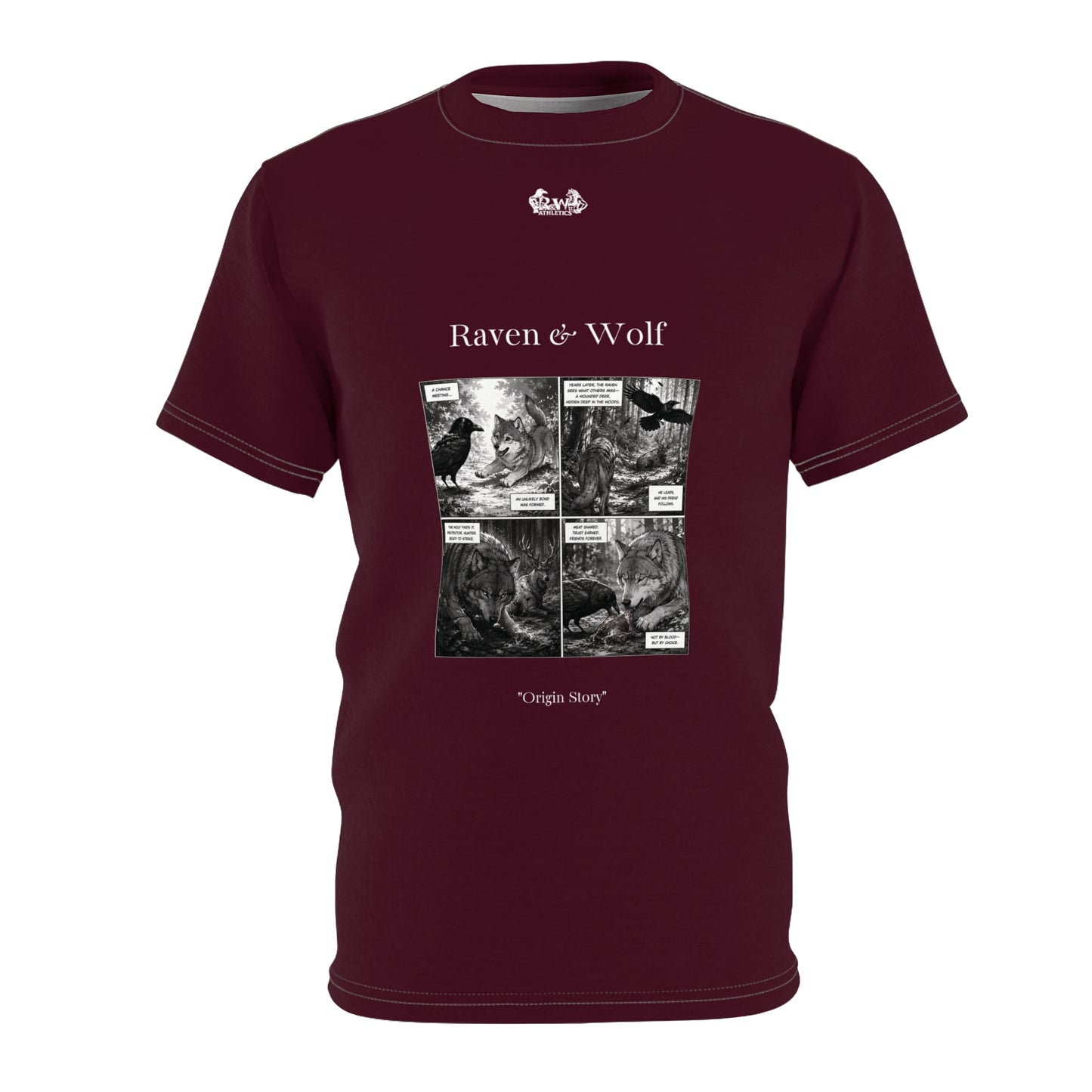 Raven & Wolf "Origin Story" Graphic Tee — Vino Viejo Vintage Gothic Comic Panel T-Shirt