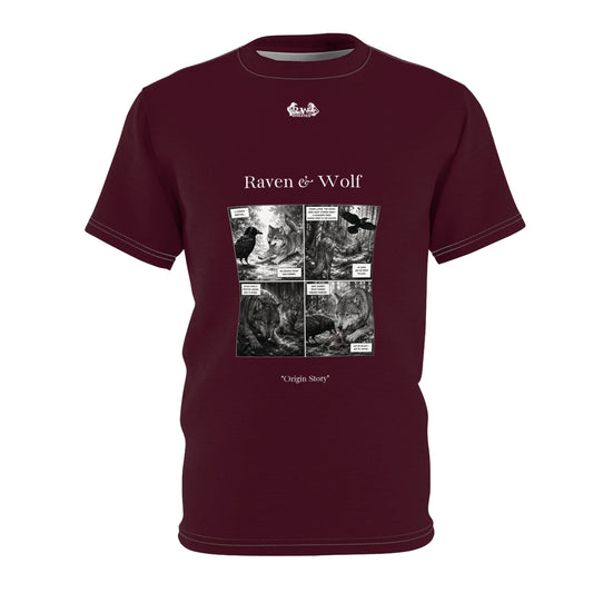 Raven & Wolf "Origin Story" Graphic Tee — Vino Viejo Vintage Gothic Comic Panel T-Shirt