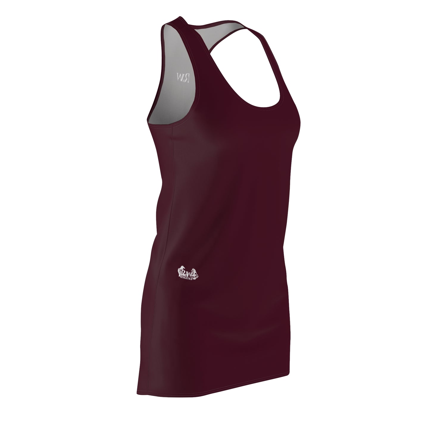 R&W Women's Racerback Dress (Vino Viejo) — Minimalist Small Front & Back Logo Summer Dress