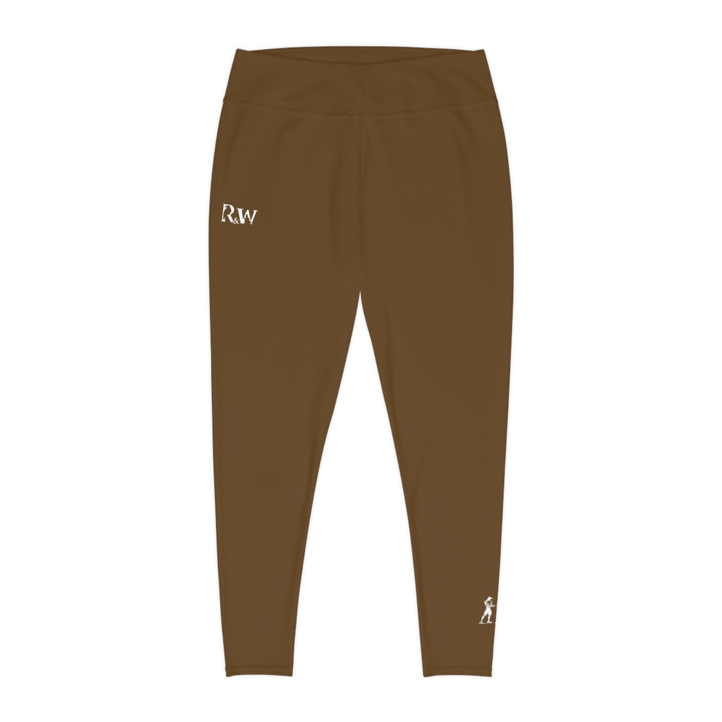 R&W Women's Plus Size Leggings — Minimalist Logo Maduro Marrón
