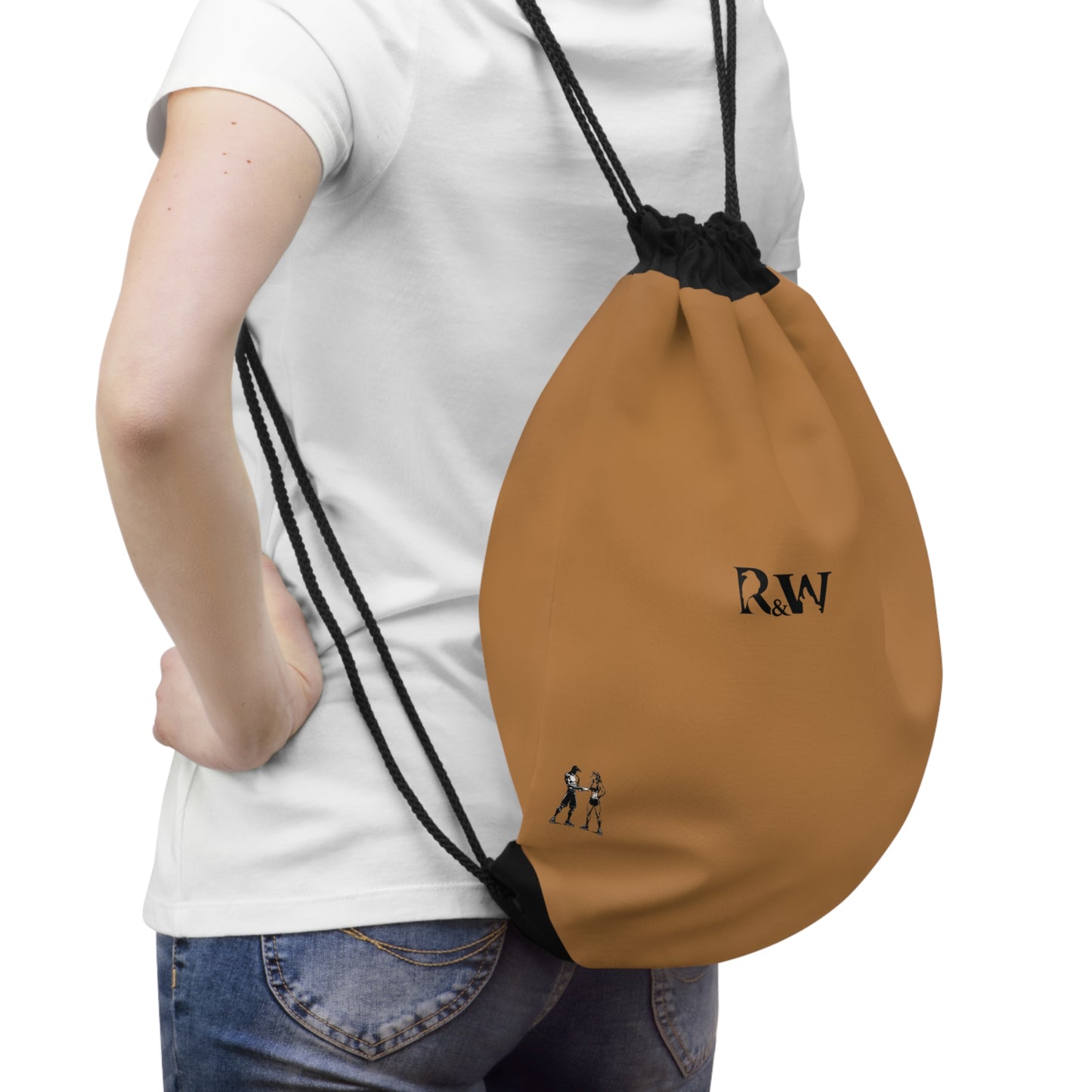 Monogram Drawstring Bag — Minimalist Cuero Cómodo Gym Sack