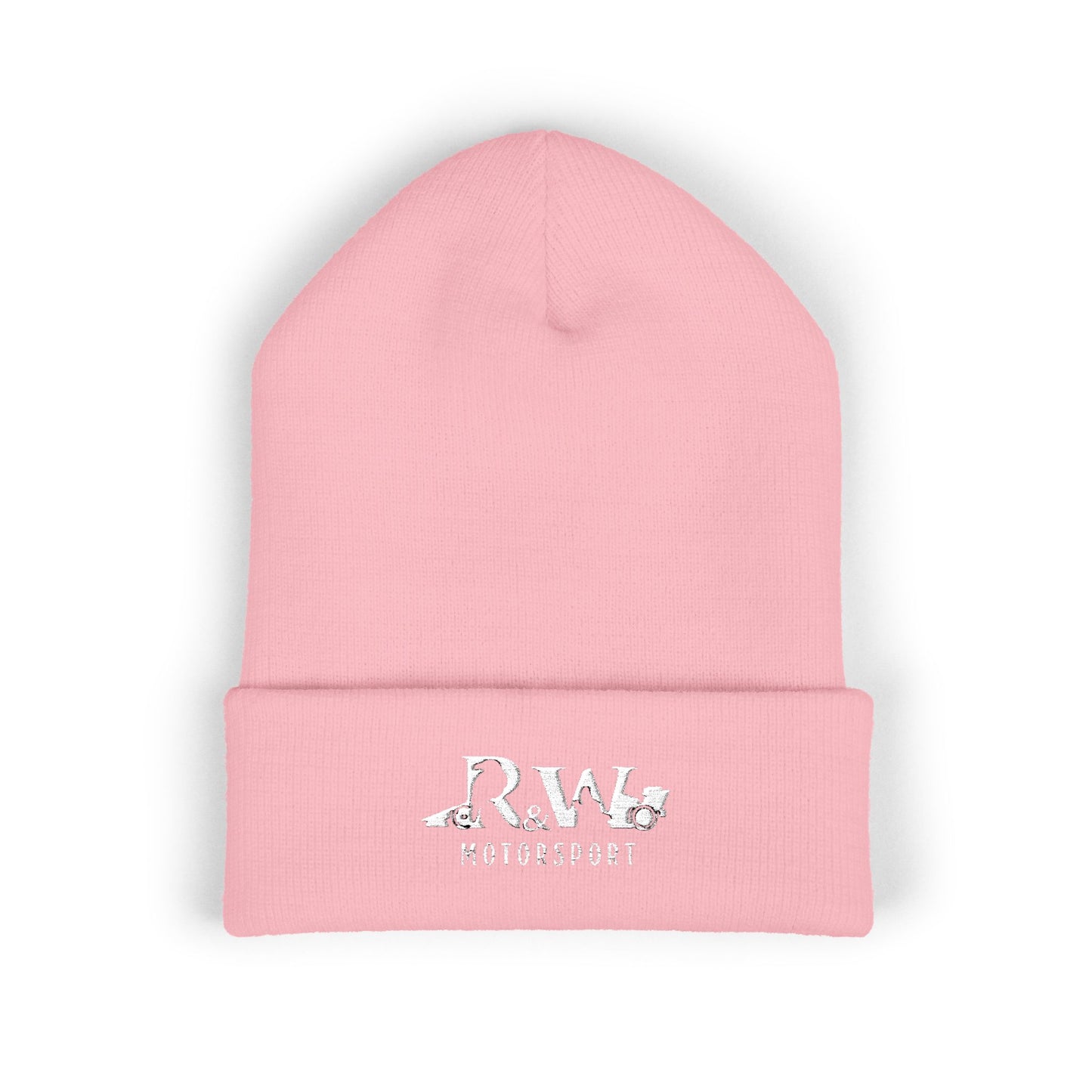 R&W Motorsport Embroidered Cuffed Beanie — Racing Logo Knit Hat