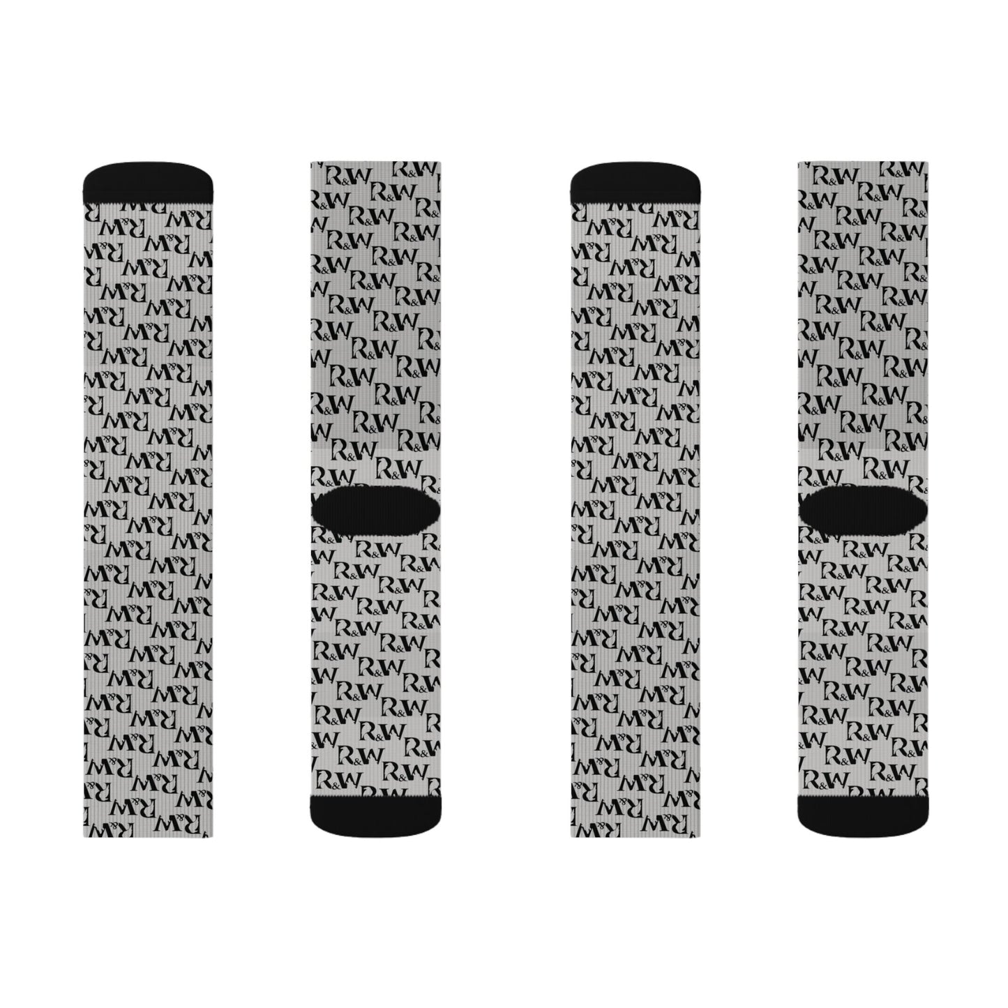 Monogram Pattern Socks — Wolf Grey Crew Socks