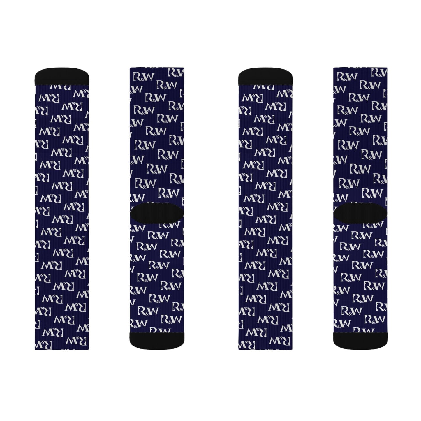 Monogram Pattern Socks — Noble Navy Crew Socks