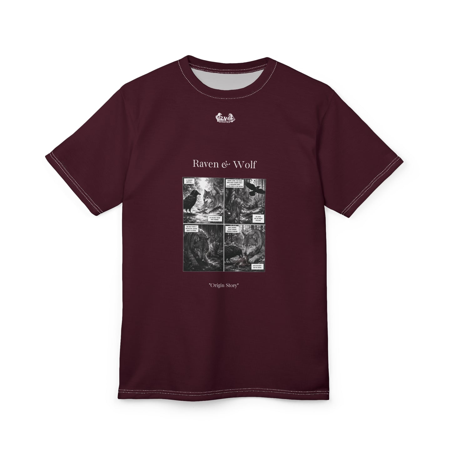 Raven & Wolf "Origin Story" Graphic Tee — Vino Viejo Vintage Gothic Comic Panel T-Shirt