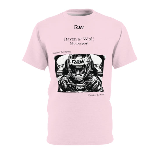 R&W Motorsport "Team Motto" Graphic Tee — Performance Pink Vintage Gothic Comic Panel T-Shirt