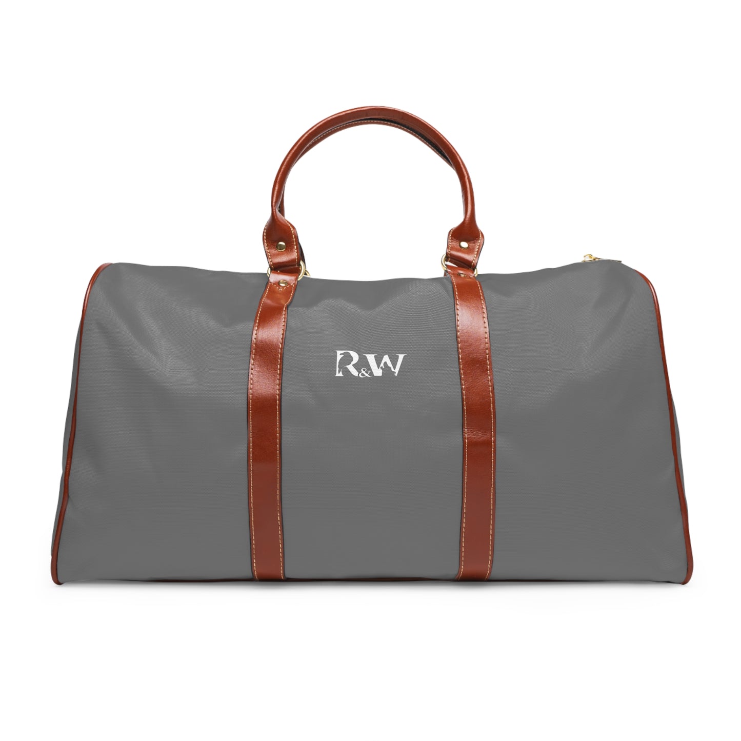 Monogram Waterproof Travel Duffle Bag – Asphalt Grey with Brown Trim