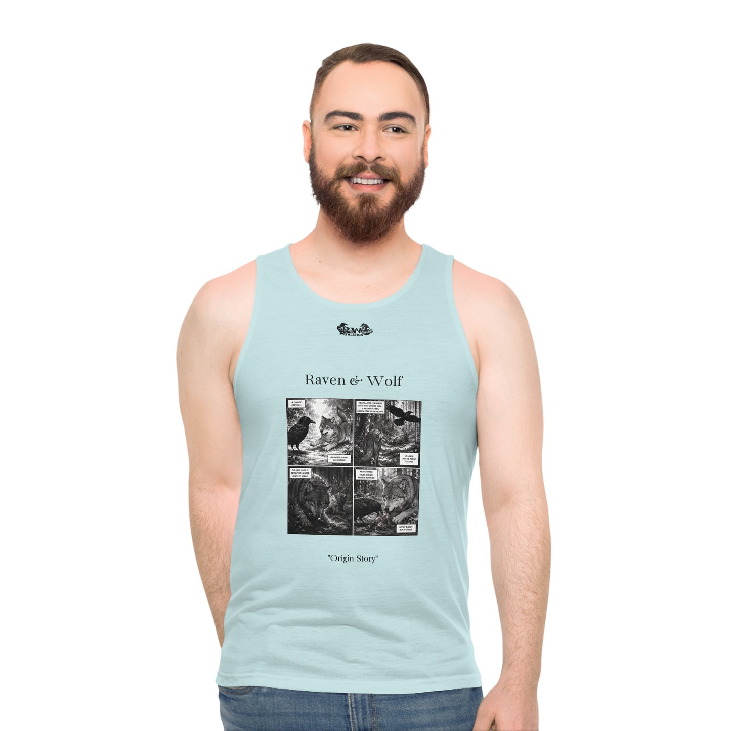 R&W Athletics "Origin Story" Comic-Style Fitness Tank Top — Horizon