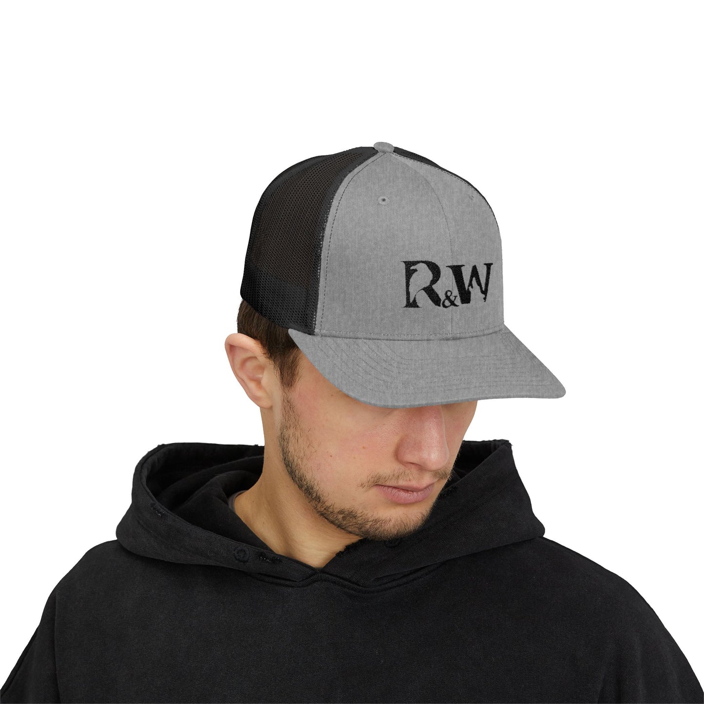 R&W Athletics Embroidered Mesh Trucker Cap — Vintage Snapback Mesh Hat