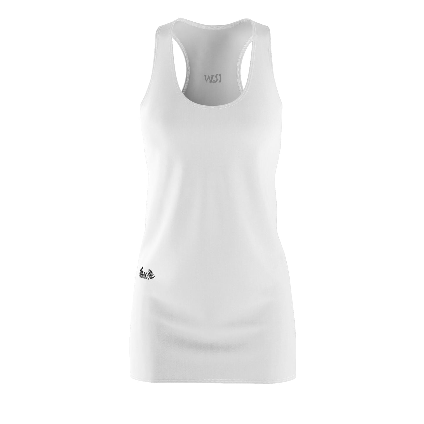 R&W Women's Racerback Dress (Panda) — Minimalist Small Front & Back Logo Summer Dress