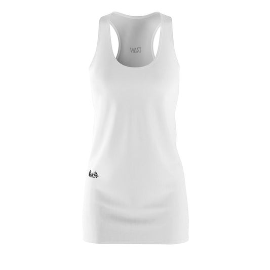 R&W Women's Racerback Dress (Panda) — Minimalist Small Front & Back Logo Summer Dress