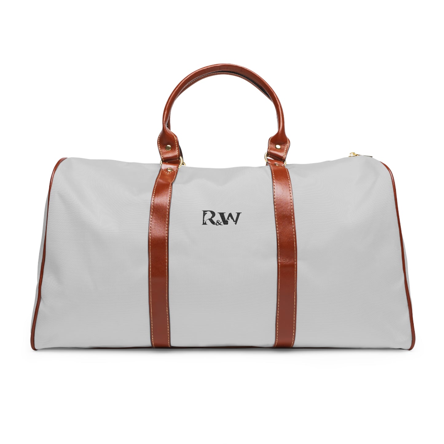Monogram Waterproof Travel Duffle Bag – Wolf Grey with Brown Trim
