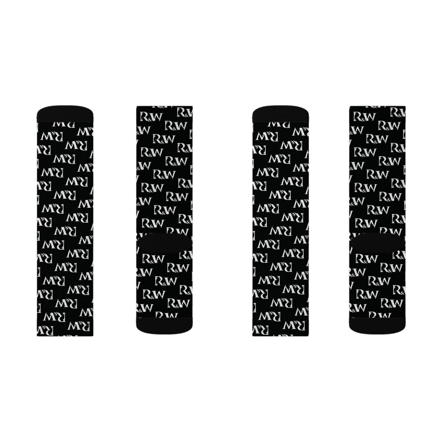Monogram Pattern Socks — Tarmac Black Crew Socks