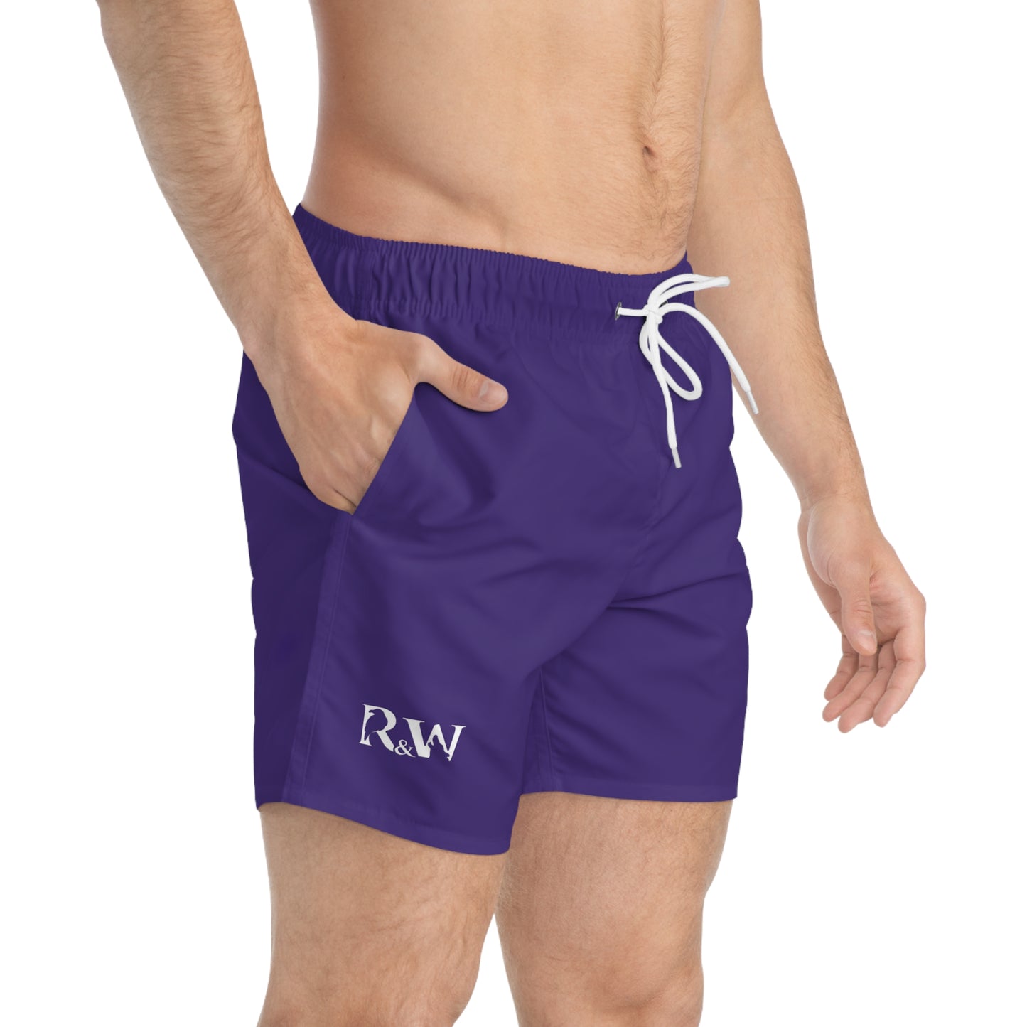 Mens Minimal Logo Swim Trunks — Raven