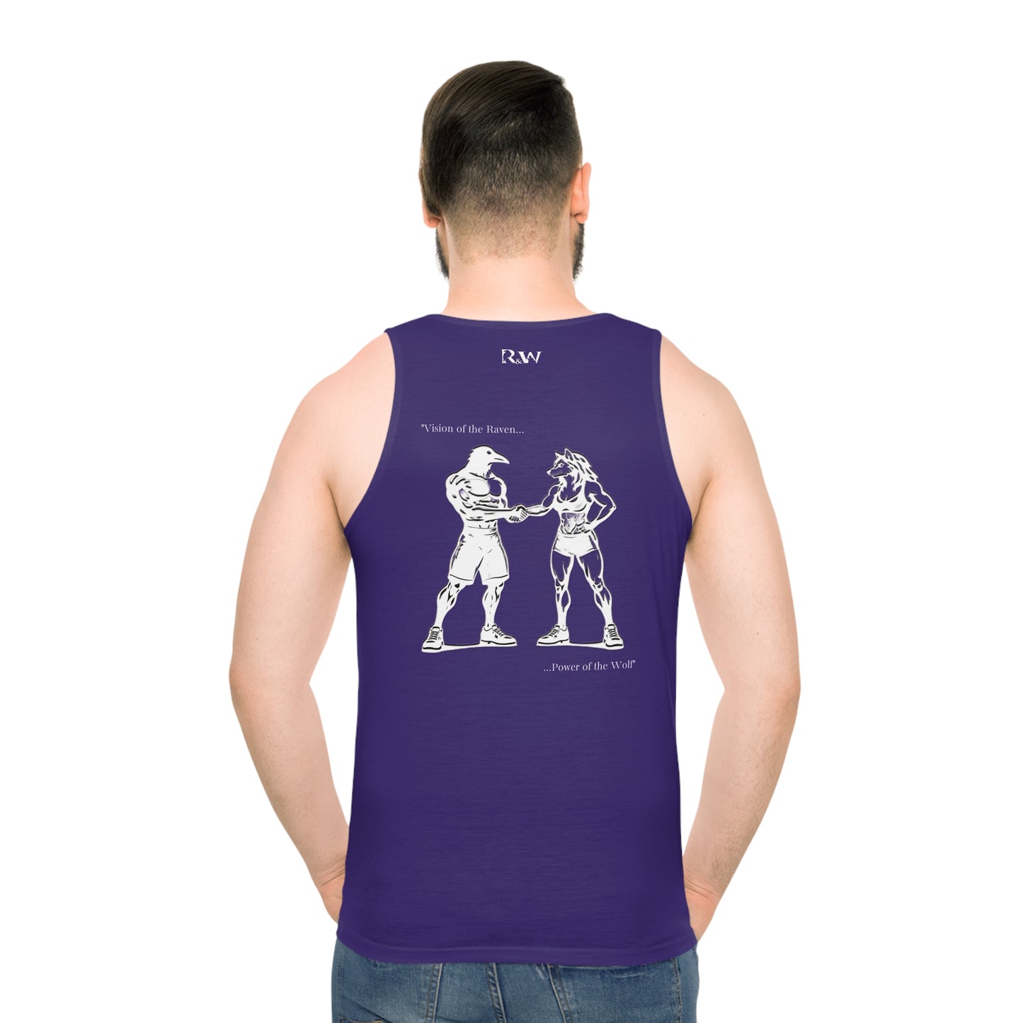 R&W Athletics "Origin Story" Comic-Style Fitness Tank Top — Raven