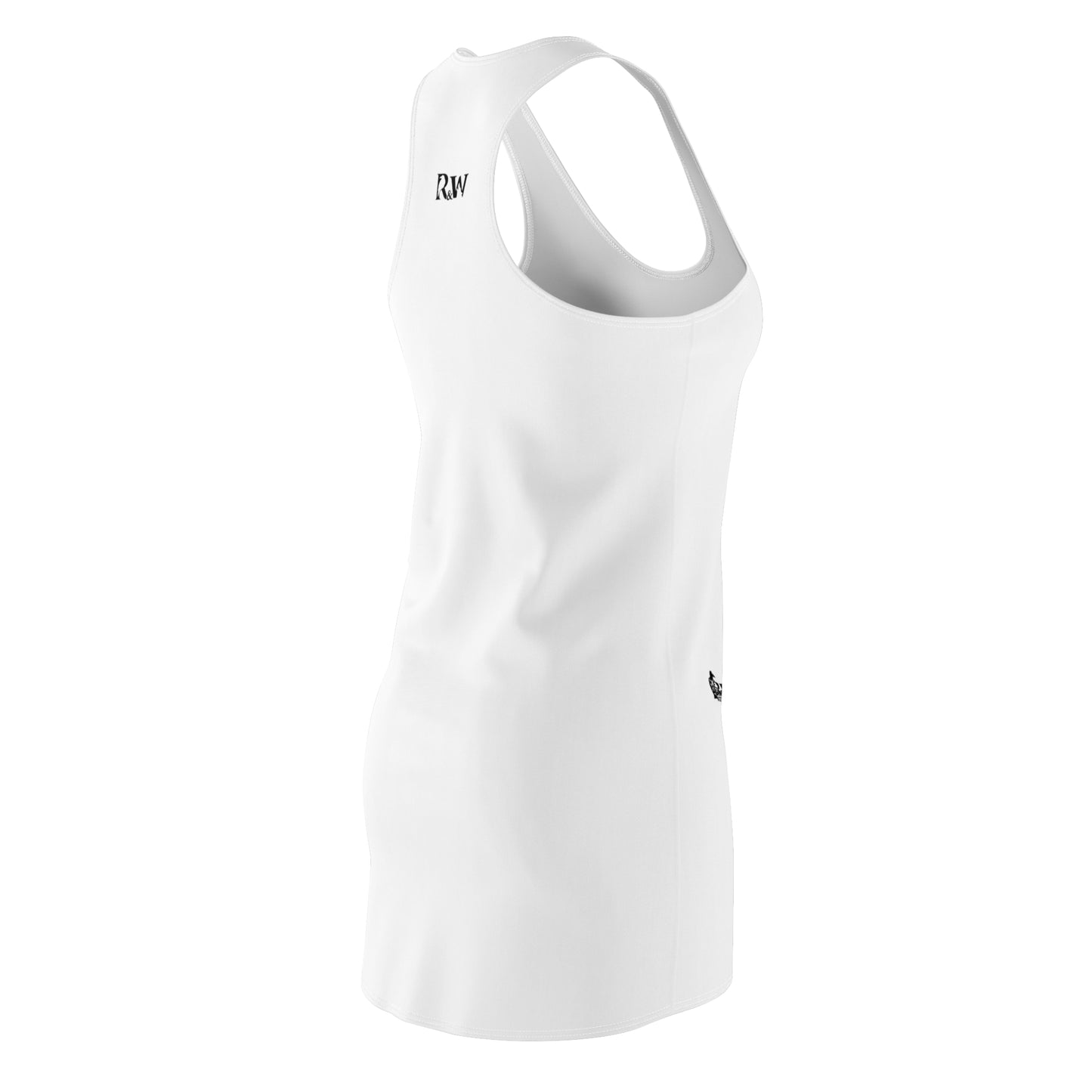 R&W Women's Racerback Dress (Panda) — Minimalist Small Front & Back Logo Summer Dress