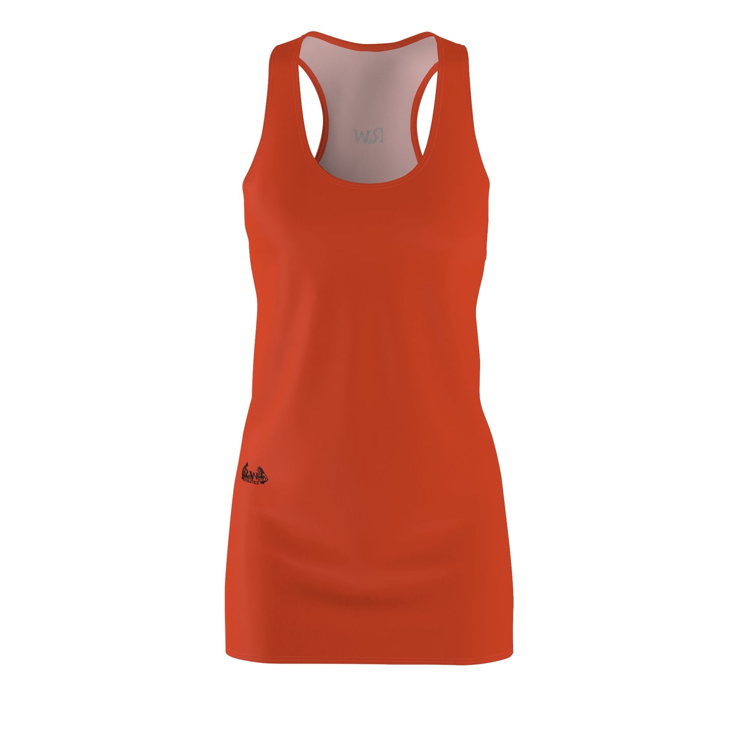 R&W Women's Racerback Dress (Rojo Rugiente I) — Minimalist Small Front & Back Logo Summer Dress