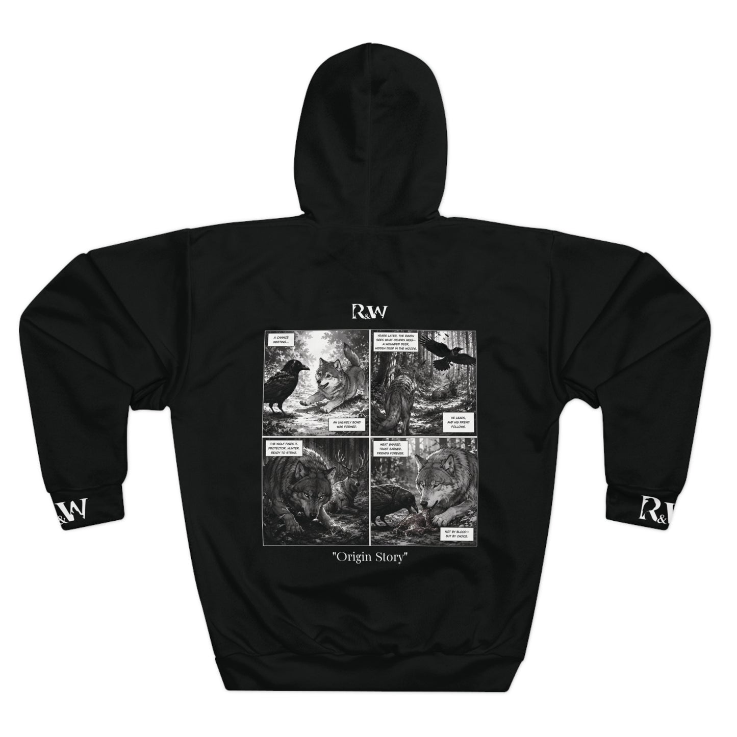 R&W Athletics Graphic Hoodie — "Origin Story" Tarmac Black Comic Panel Pullover