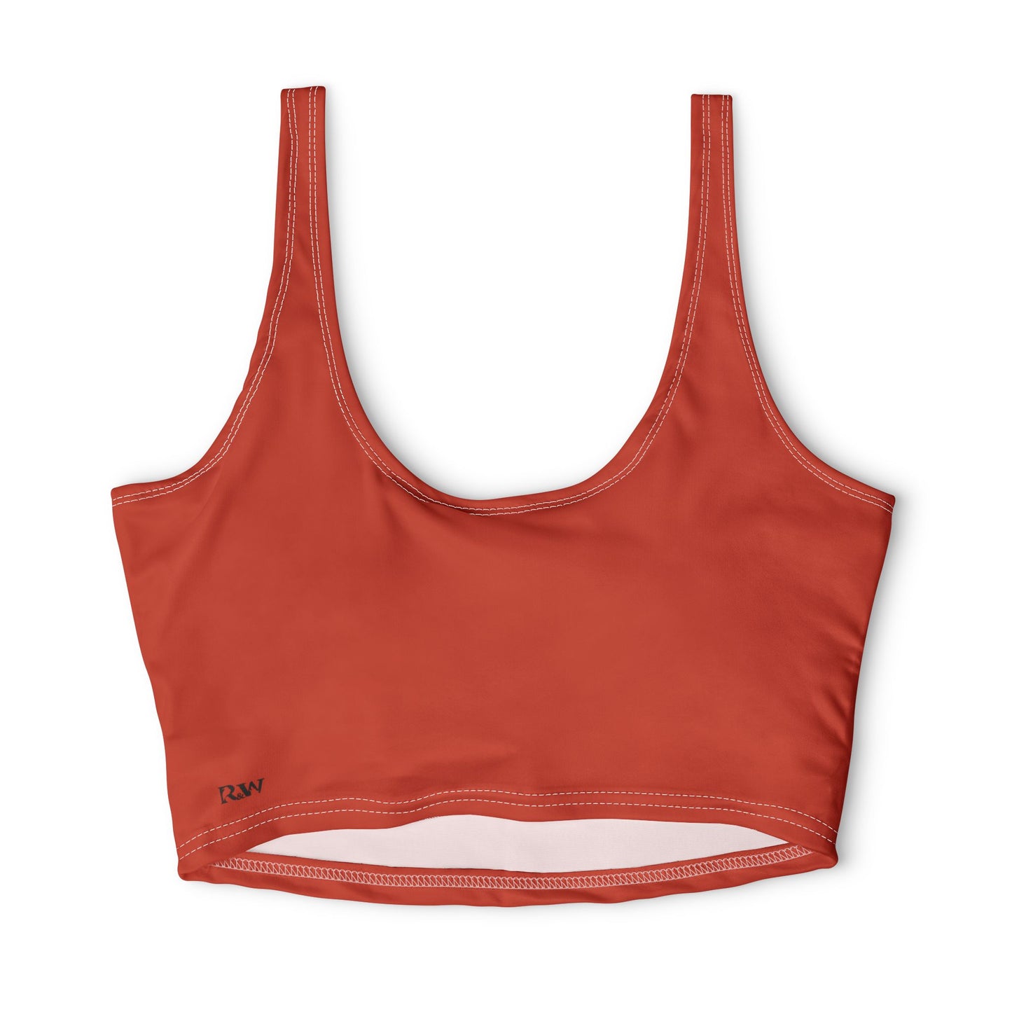 R&W Women's Monogram Sports Bra Athletic Top — Rojo Rugiente I
