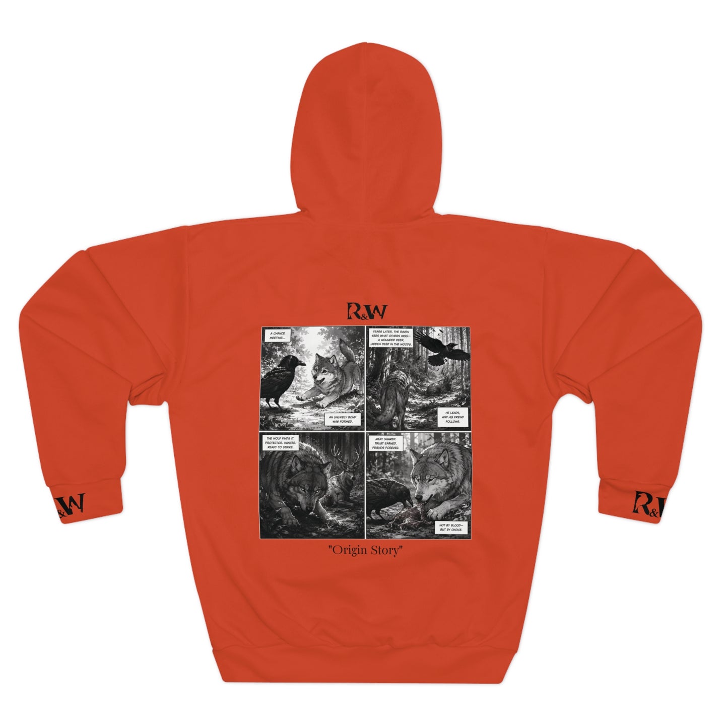R&W Athletics Graphic Hoodie — "Origin Story" Rojo Rugiente I Comic Panel Pullover