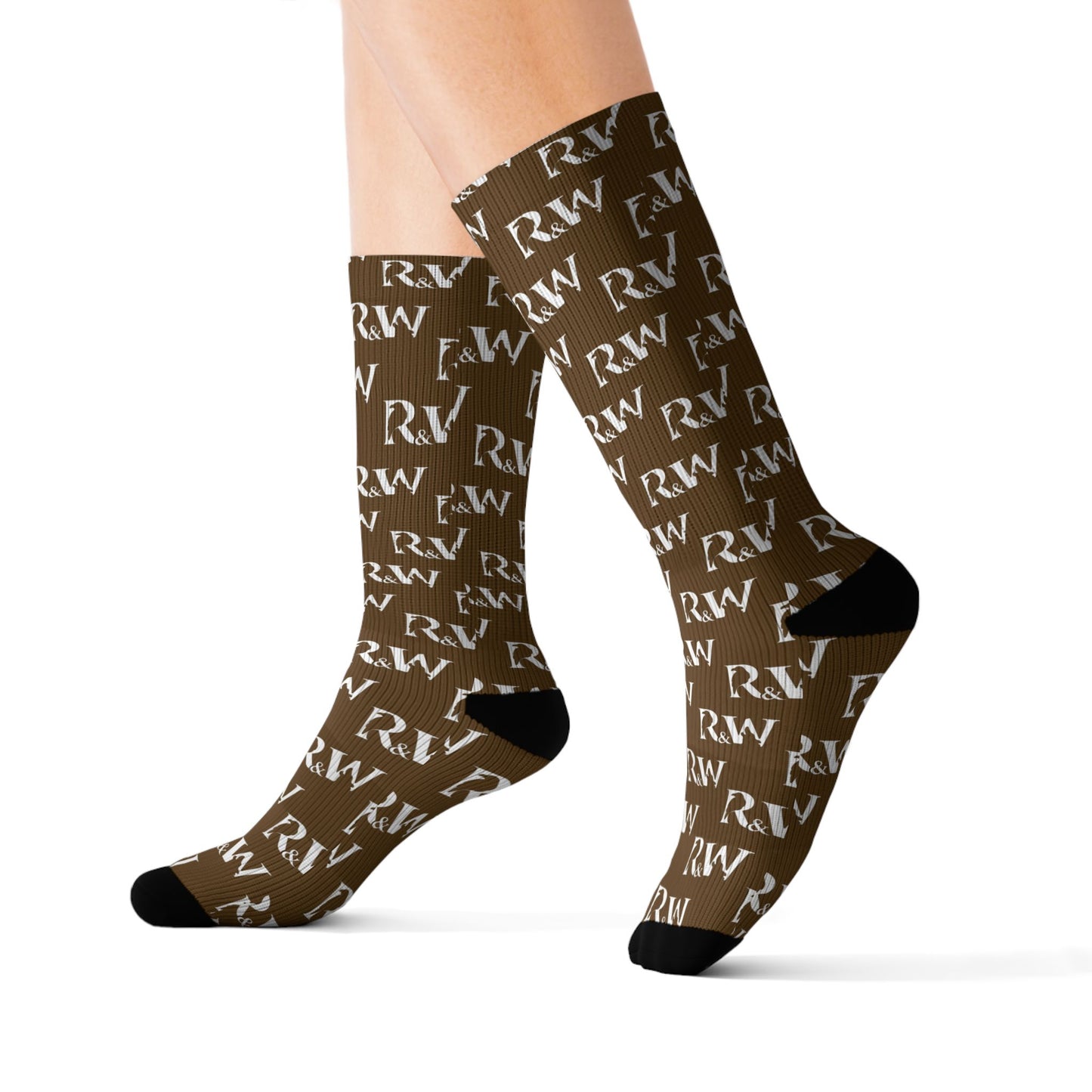 Monogram Pattern Socks — Maduro Marrón Crew Socks