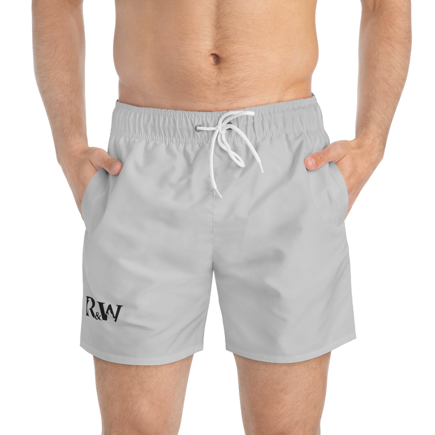 Mens Minimal Logo Swim Trunks — Wolf Grey