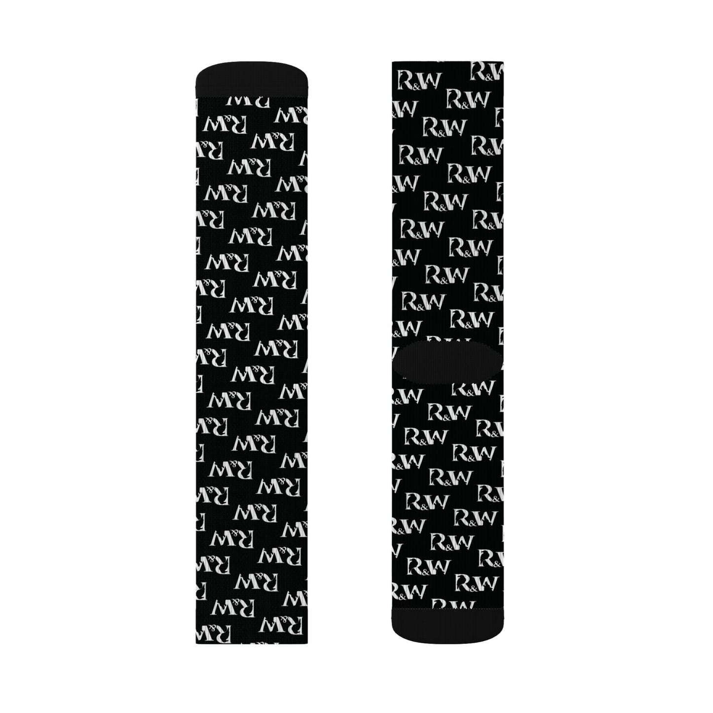Monogram Pattern Socks — Tarmac Black Crew Socks