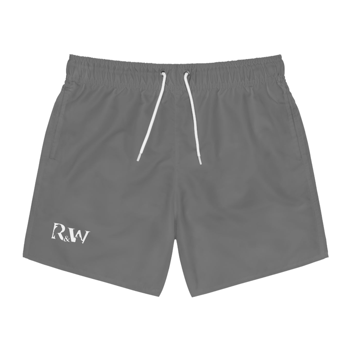 Mens Minimal Logo Swim Trunks — Asphalt Grey