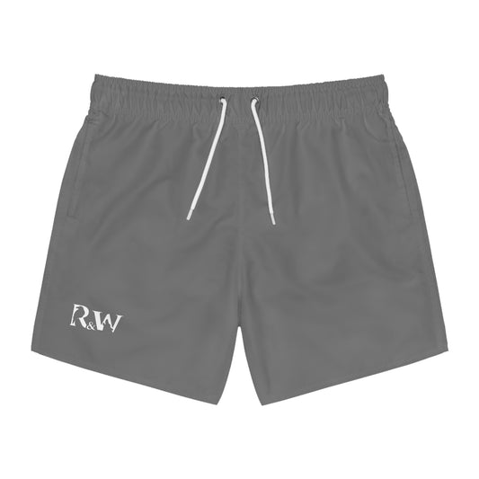 Mens Minimal Logo Swim Trunks — Asphalt Grey