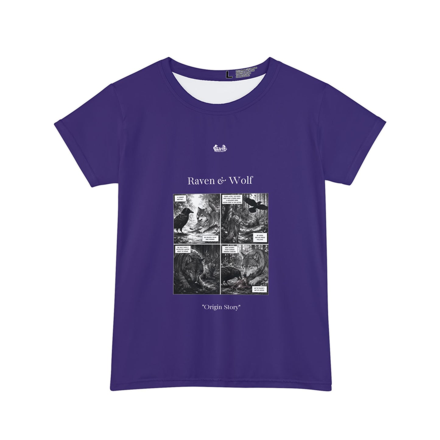 Women's Raven & Wolf "Origin Story" Vintage Comic Graphic Tee — Raven