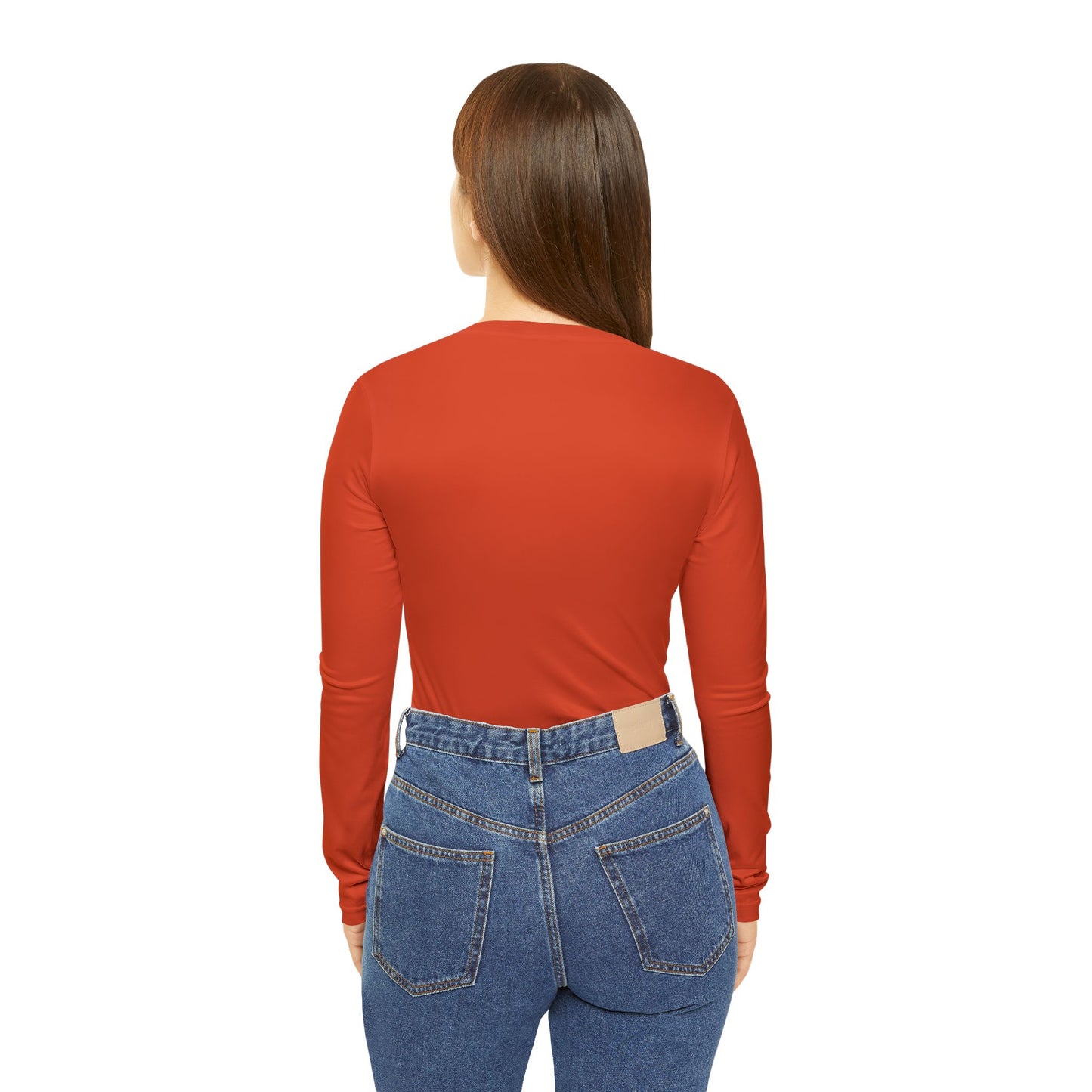 R&W Women's Minimalist V-Neck Long Sleeve Shirt -Rojo Rugiente II