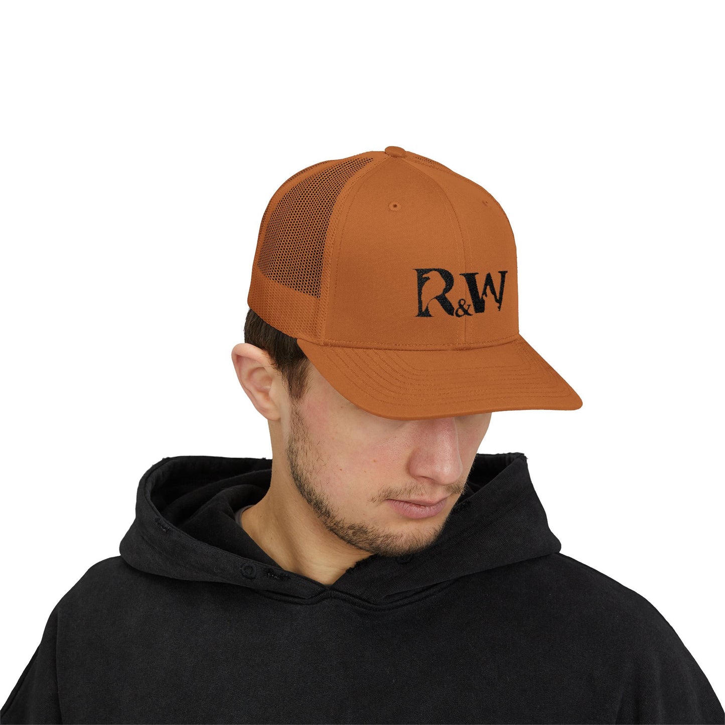 R&W Athletics Embroidered Mesh Trucker Cap — Vintage Snapback Mesh Hat