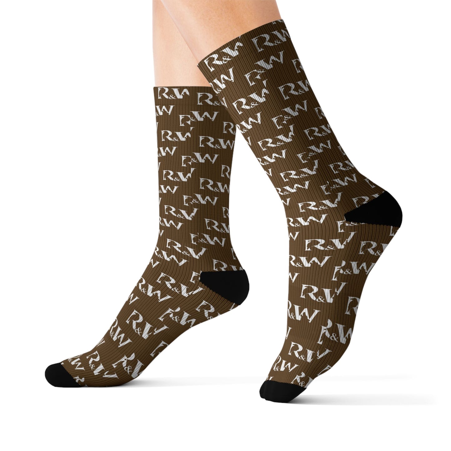 Monogram Pattern Socks — Maduro Marrón Crew Socks