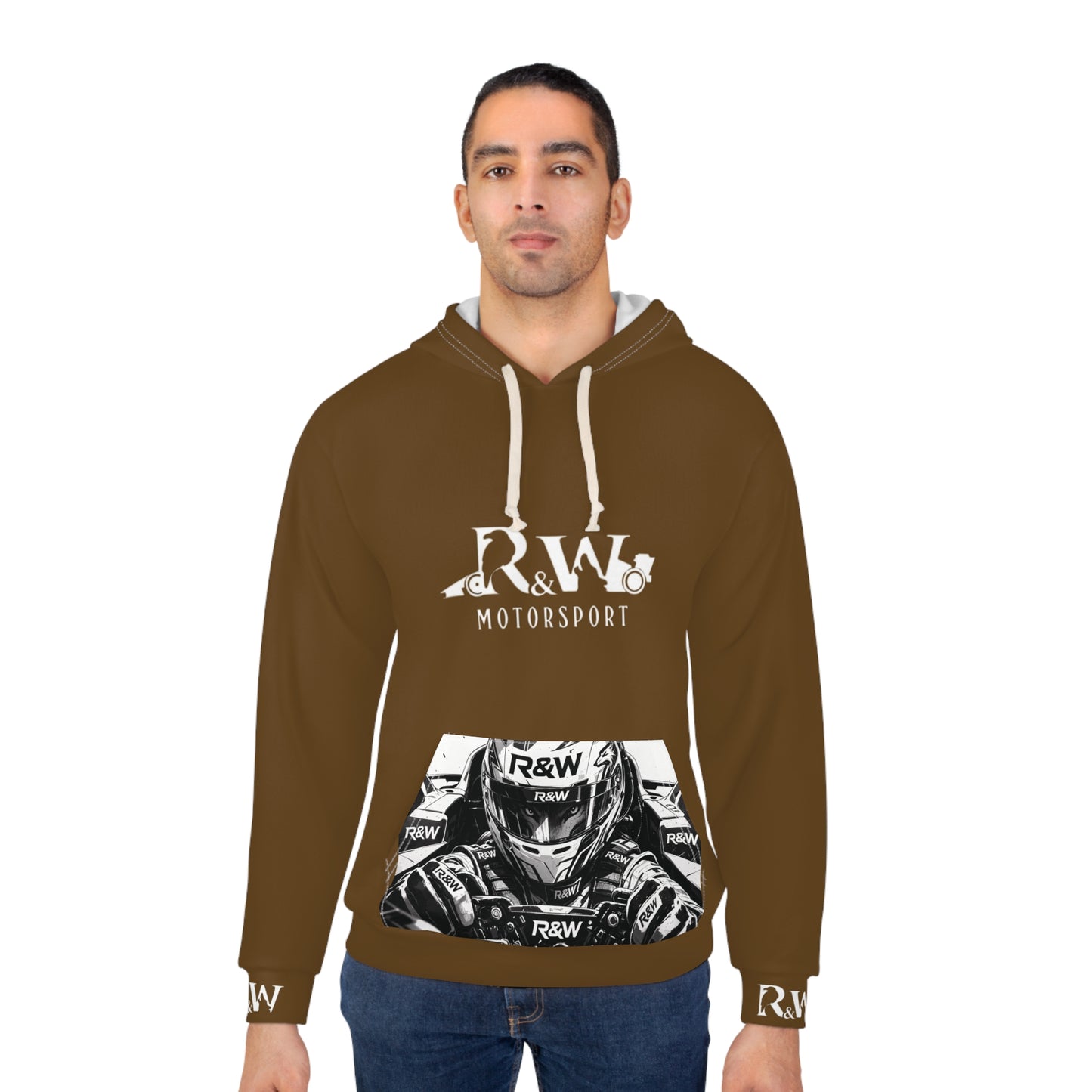 R&W Motorsport Hoodie — R&W 'Vision of the Raven, Power of the Wolf' Racing Pullover (Maduro Marrón)