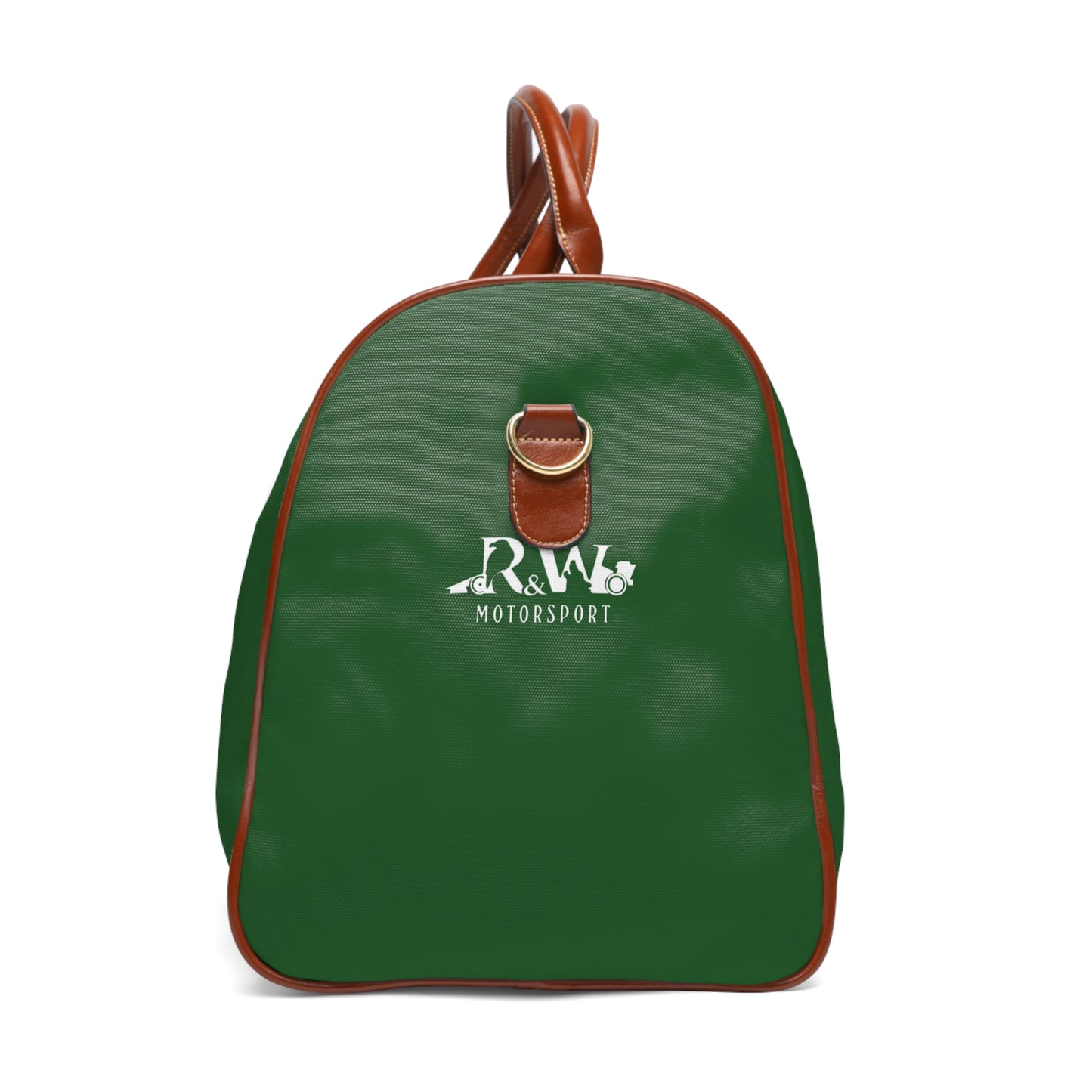R&W Motorsport Waterproof Travel Duffle Bag – Verde Valiosa with Brown Trim