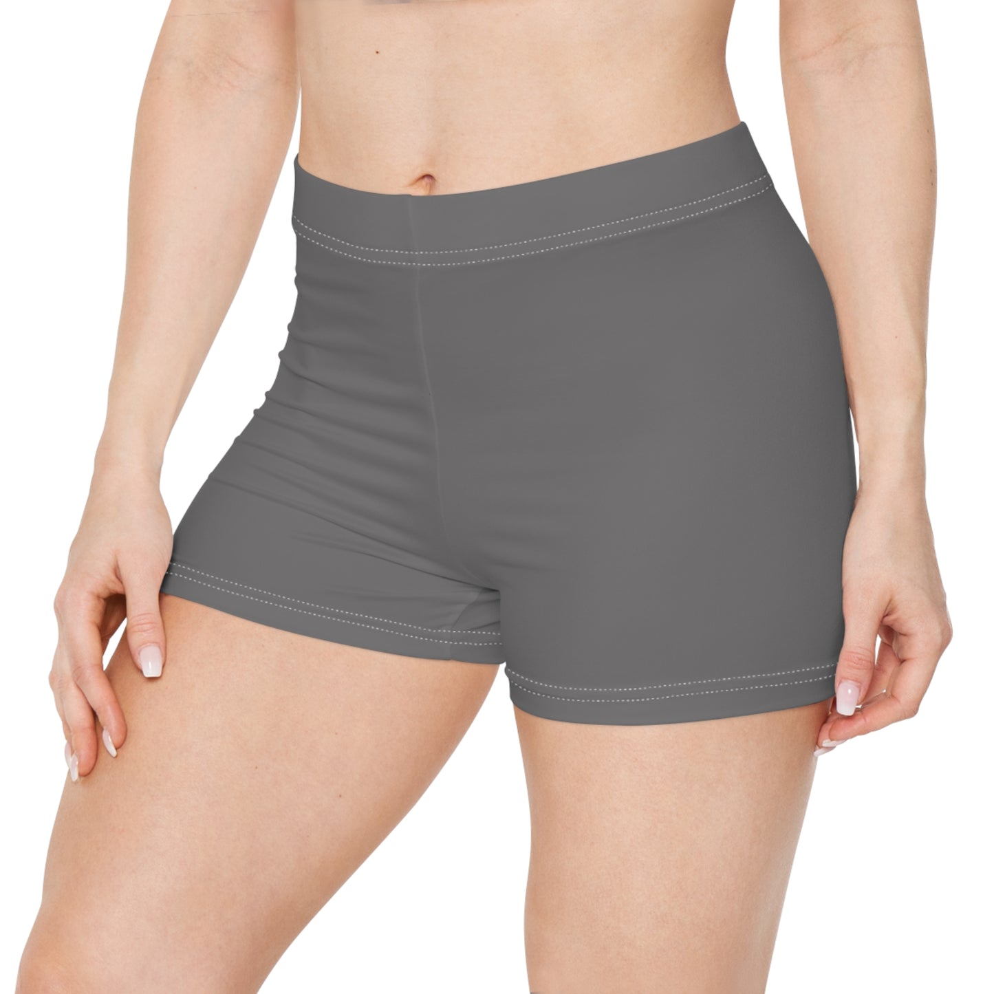 Women's Asphalt Grey Athletic Shorts — Comfortable Activewear