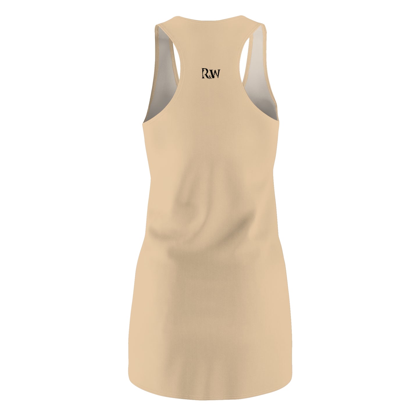 R&W Women's Racerback Dress (Dakar Dunes) — Minimalist Small Front & Back Logo Summer Dress
