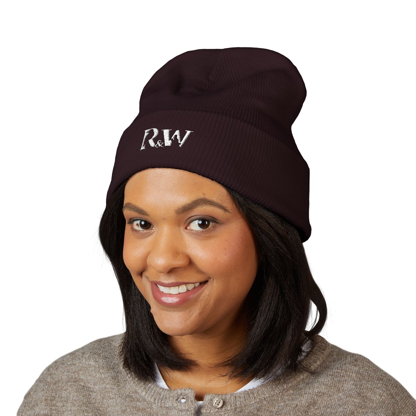 R&W Athletics Embroidered Logo Cuffed Beanie — Classic Knit Winter Hat