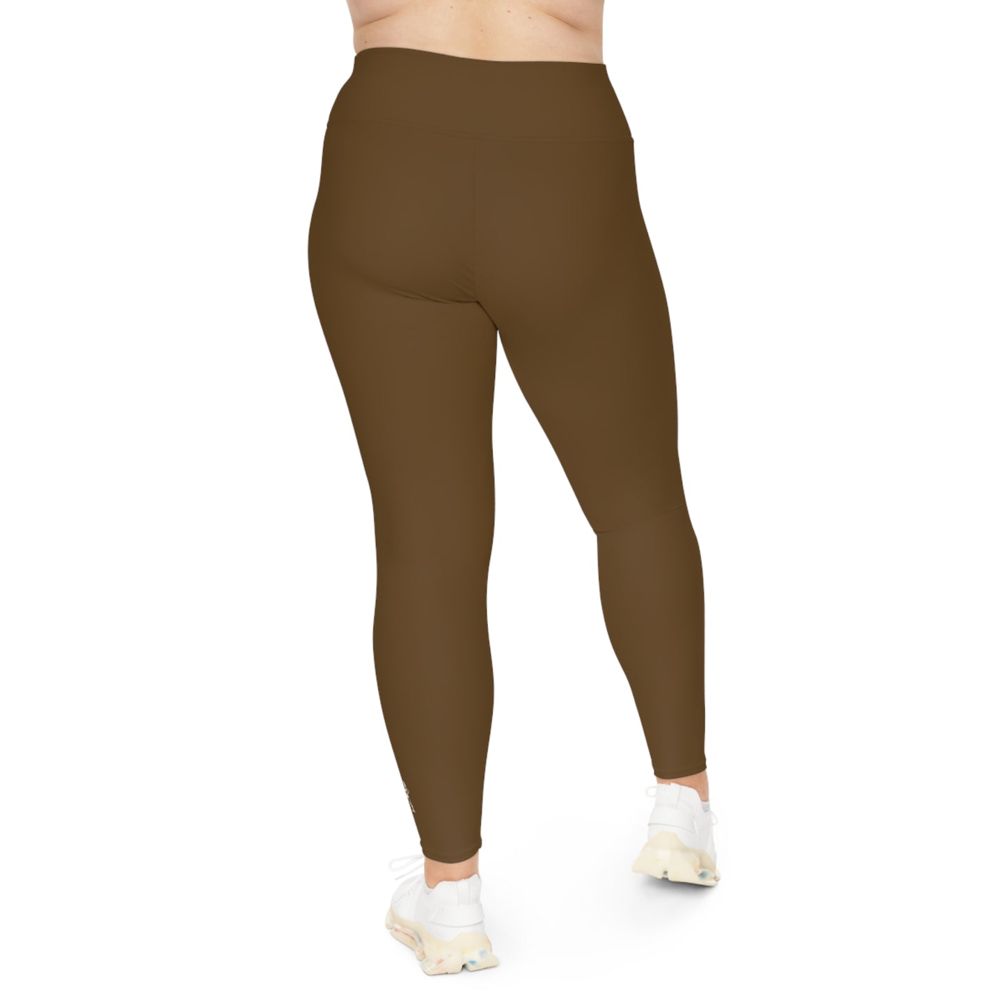 R&W Women's Plus Size Leggings — Minimalist Logo Maduro Marrón